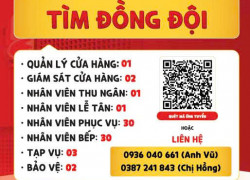 Tuyển QL, giám sát, thu ngân, lễ tân, phục vụ, bếp, tạp vụ & bảo vệ