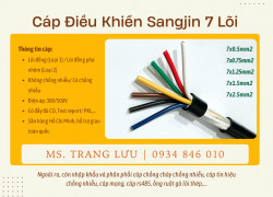 Cáp điều khiển Sangjin 7x0.5/7x0.75/7x1.25/7x1.5/7x2.5 sẵn Sài Gòn, Bình Dương
