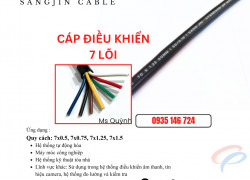 Cáp cvvs 7x0.5, 7x0.75, 7x1.25, 7x1.5 sangjin Sài Gòn, Hậu Giang, Cà mai, Bình Dương, Đồng Nai