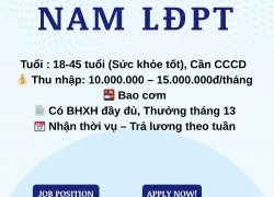 10 NAM LĐPT QUẬN BÌNH TÂN KO CẦN KN, BAO CƠM