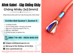 Cáp chống cháy chống nhiễu 2x2.5 Altek Kabel có kiểm định chuẩn IEC 60331, BS6387