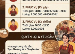 LY'S DIM SUM Q11 Tuyển phục vụ làm theo ca & NV phụ bếp