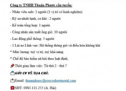 Tuyển NV Sales, Kỹ sư cơ khí, kế toán, công nhân làm ở Đà Nẵng