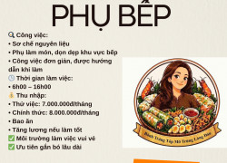 TUYỂN PHỤ BẾP QUẬN 3