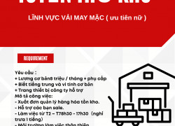 [KO CẦN KN, FREE ĐÀO TẠO] NV THỦ KHO QUẬN 11