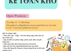 [LÀM NGAY] KẾ TOÁN KHO CỦ CHI