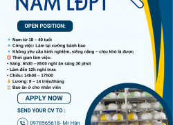 [ BAO ĂN Ở, KO CẦN KN] NV LAO ĐỘNG PHỔ THÔNG HÀ NỘI
