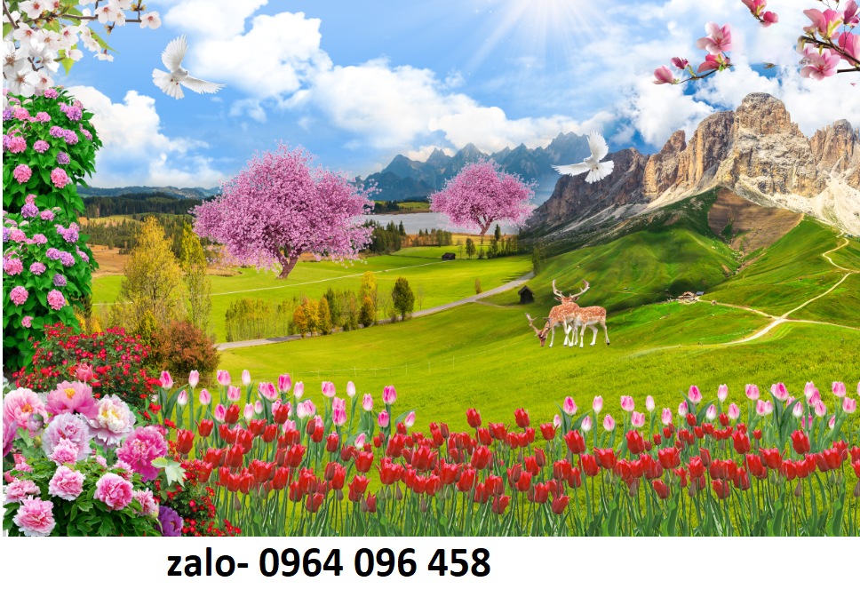 Tranh gạch 3d phong cảnh vườn hoa thiên nhiên - XCZ22