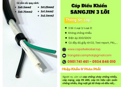 Cáp điều khiển Sangjin 3x0.5/ 3x0.75/ 3x1.25/ 3x1.5/ 3x2.5