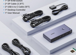 Bộ chia DisplayPort 2 cổng hỗ trợ KVM UGREEN 25962 – 2 máy tính dùng chung 1 màn hình