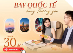 Sun PhuQuoc Airways giảm 30% hạng thương gia chặng quốc tế