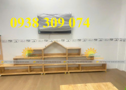 Kệ tủ gỗ trẻ em mầm non, kệ gỗ montessori cho lớp mầm non
