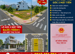BÁN 2 LÔ LIỀN KỀ GÓC 2 MẶT TIỀN 1 TỶ 390 XÂY BIỆT THỰ ĐẸP – SỔ HỒNG RIÊNG Diện tích: 6x25m (150m²)