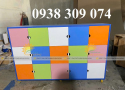 Tủ cặp dép mầm non 8 ô, tủ đựng balo mầm non