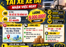 TUYỂN 2 TÀI XẾ XE TẢI HÓC MÔN