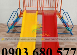Cầu trượt 2 máng song song cho trẻ em vui chơi, vận động