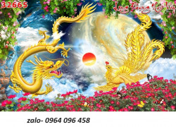 Tranh gạch 3d rồng phượng - SKH54