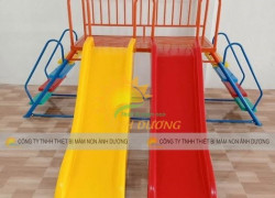 Cầu trượt đôi 2 máng song song, cầu trượt máng đôi composite