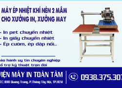 MÁY ÉP NHIỆT PHẲNG KHÍ NÉN 2 MÂM – GIẢI PHÁP ÉP LOGO, NHÃN SIZE, ÉP THÂN ÁO CHUYÊN NGHIỆP CHO XƯỞNG MAY & SHOP THỂ THAO