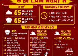 TUYỂN 10 NHÂN VIÊN PHỤC VỤ, BẾP BÌNH DƯƠNG
