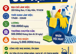 TUYỂN CÔ TẠP VỤ CA TỐI (17h00 - 22h00) TP.HCM