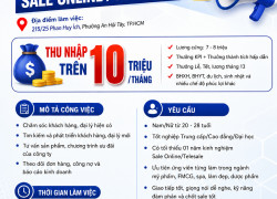 TUYỂN DỤNG NHÂN VIÊN SALE ONLINE / TELESALE