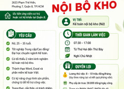TUYỂN KẾ TOÁN NỘI BỘ KHO QUẬN 8