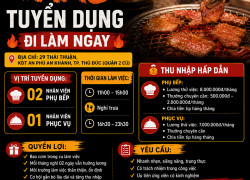 [BAO CƠM] 3 NHÂN VIÊN PHỤ BẾP, PHỤC VỤ Q2