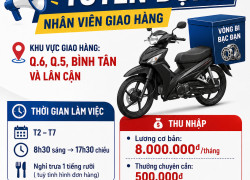TUYỂN NHÂN VIÊN GIAO HÀNG QUẬN 6, QUẬN 5, BÌNH TÂN