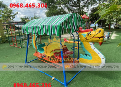 Xích đu thuyền rồng mầm non, xích đu sàn lắc con rồng cho bé