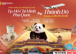 Sun PhuQuoc Airways ưu đãi đến 20% cho đường bay Thành Đô