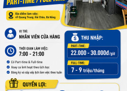 TUYỂN NHÂN VIÊN PART-TIME / FULL-TIME TIỆM GIẶC SẤY