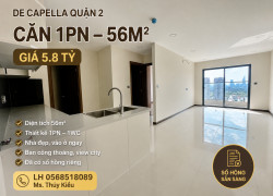Căn hộ 1Pn tại De Capella Quận 2 diện tích 56m2 nhà HTCB chủ đầu tư giá chỉ 5.8 tỷ, SHR