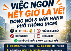 Tuyển Dụng Đóng Gói - Bán Hàng_8-9 Triệu/ Tháng_Không KPI_Nghỉ Chủ Nhật