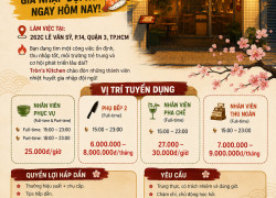 TUYỂN NHÂN VIÊN TRÒNS KITCHEN QUẬN 3