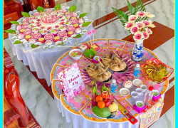 Mâm Cúng Đầy Tháng Thôi Nôi Tone Màu Hồng Cho Bé Yêu