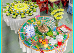 Mâm Cúng Đầy Tháng Thôi Nôi Tone Màu Xanh Lá Cho Bé Trai