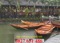 Thuyền gỗ chèo tay 3 người, Thuyền gỗ decor, Xuồng gỗ decor
