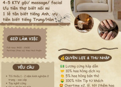Spa cần tuyển KTV nail, gội, masage, lễ tân làm ngay