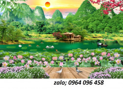 Tranh gạch 3d phong cảnh đồng quê - GXDF3