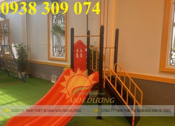 Cầu trượt máng đôi ngoài trời cho trẻ em, cầu trượt ngoài trời giá rẻ