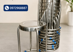 Bàn ghế inox, bàn tròn inox 1m2, ghế inox tròn đám cưới