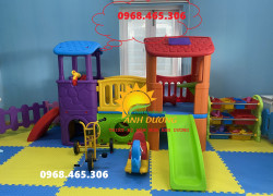 Cầu trượt ngôi nhà trẻ em nhựa nhập khẩu, nhà khối cầu trượt trẻ em