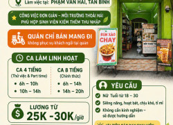 TIỆM BÚN XÀO CHAY TUYỂN NV BÁN HÀNG TÂN BÌNH