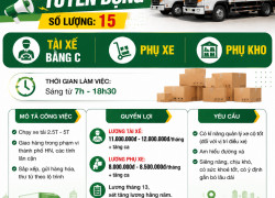 Tuyển dụng Tài xế bằng C, Phụ Xe, Phụ Kho