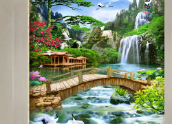 Tranh gạch 3d phong cảnh khổ đứng - FSXC44