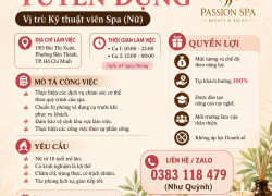 [KO CẦN KN] KỸ THUẬT VIÊN SPA QUẬN 1