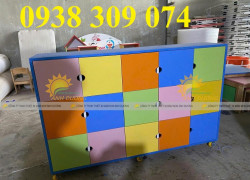 Tủ đựng cặp dép mầm non, tủ đựng balo sách trẻ em mầm non