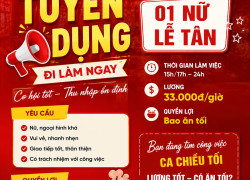 TUYỂN NỮ LỄ TÂN ĐỒNG XOÀI [KO CẦN KN, BAO ĂN TỐI]