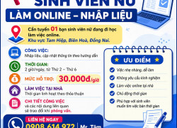 TUYỂN SINH VIÊN NỮ LÀM ONLINE – NHẬP LIỆU BIÊN HÒA